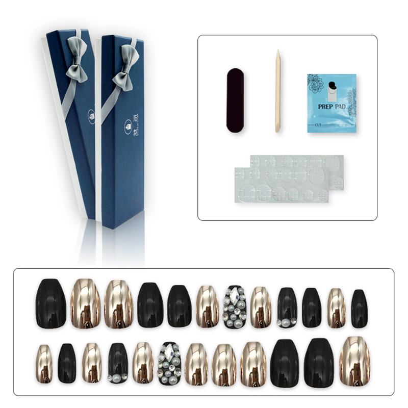 Artifical Removal False Nails Tips For Ladies Press On Back Glue Pre Design With Glitter Rhinestone