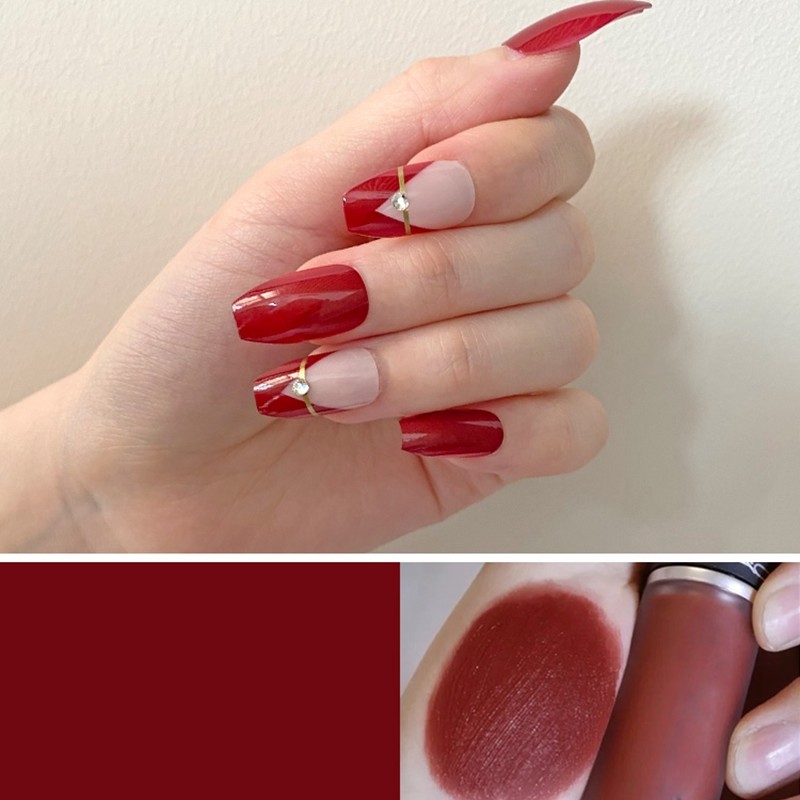Hot Selling Coffin Nail With Crystal Stone Press On Artfical False Nail Tips