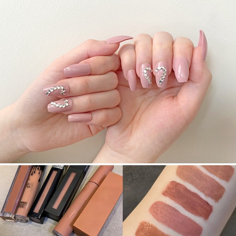 Selling Coffin Nail With Crystal Stone Press On Artfical False Nail Tips