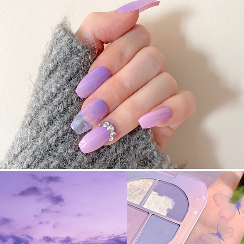 Coffin Nail With Quality Crystal Stone Press On Artfical False Nail Tips