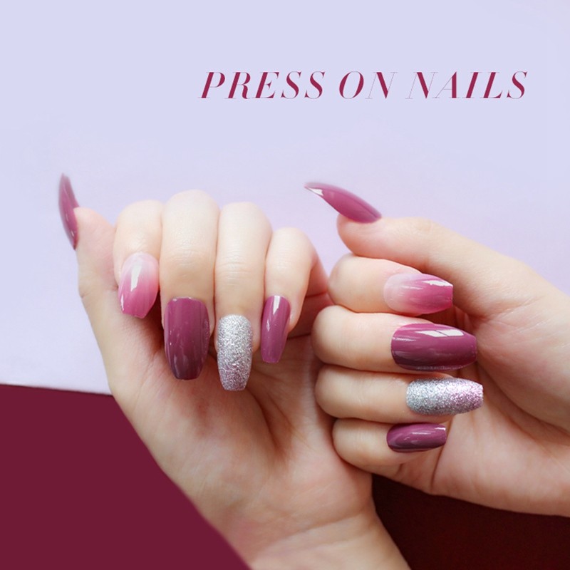 Newair Press On Coffin Nails Artificial Nails With Gliter Nails