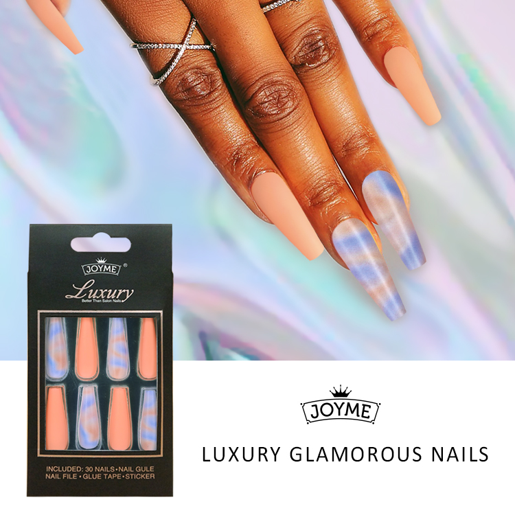 Fashionable Print Ballerina Long Coffinal Nail Tips