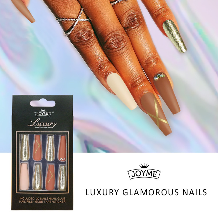 Fashionable Print Ballerina Long Coffinal Nail Tips