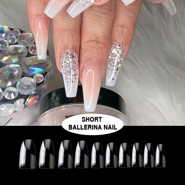 Transparent Short Ballerina Art Nails Artificial Art Nails