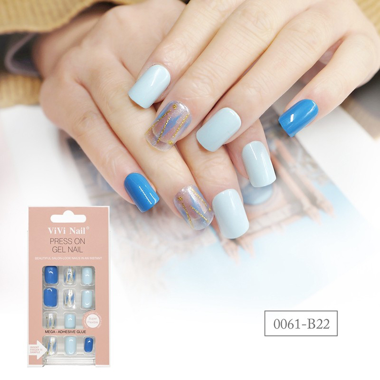 Square Shape Nail Blue Sky Press On Nail