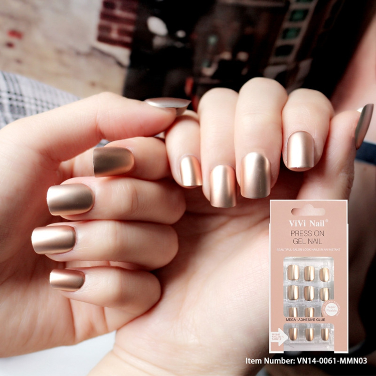 24pcs Of Packing Abs Artificial Nails Metallic Lady False Nail Tips