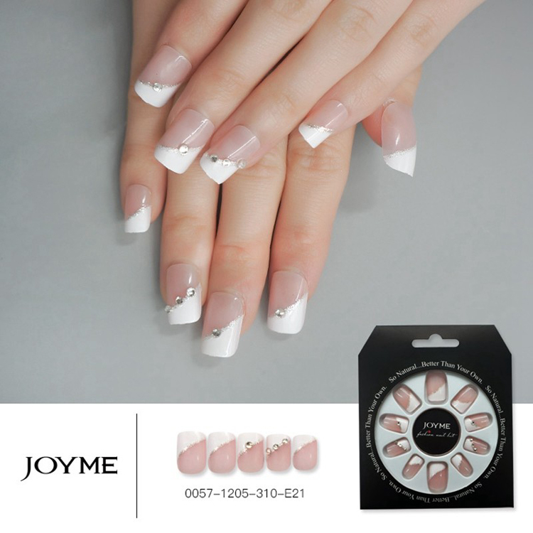 Newair French Design With Crystal Stone Nail Wholesale Press On Artifical False Nail