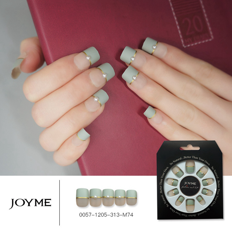 Fashionable French Nail With Plastic Pearl Press On False Nail Tips
