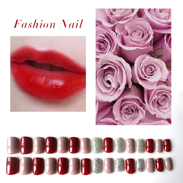 Fashion Trend Red Color Glitter Art Nail