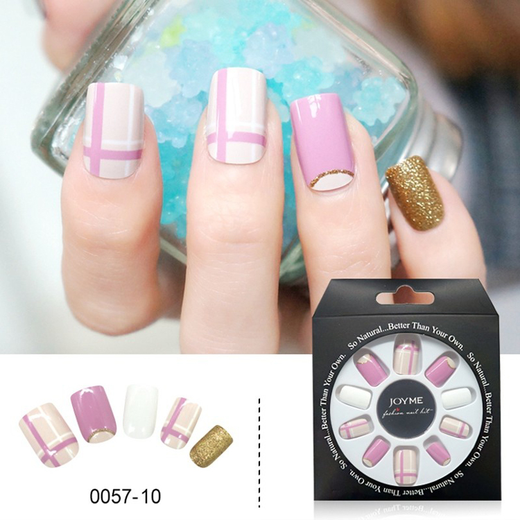 Color With Glitter Design Wholesale Press on Artifical False Nail 24PCS