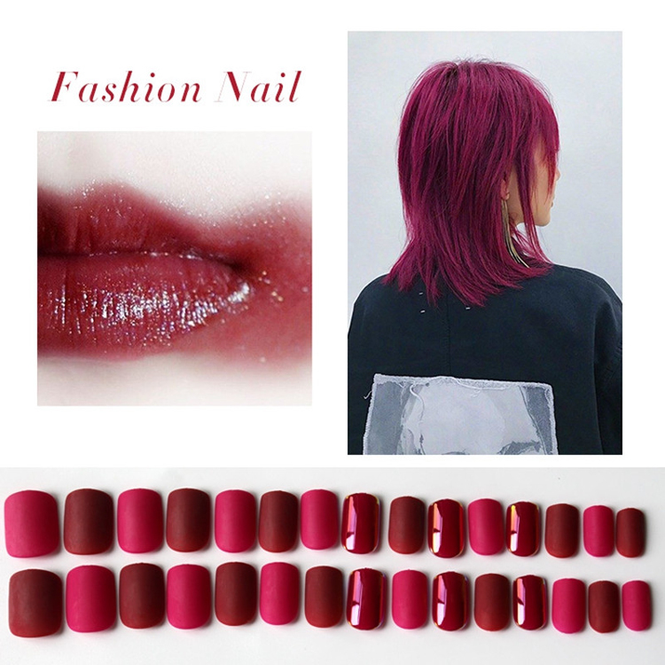Square Pomegranate Red Scale Light Nail