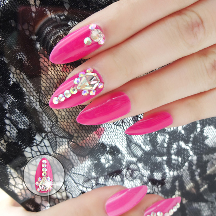 Abs Press On Nails Luxaury Gems 3D Jewelry Full Cover Nail Tips