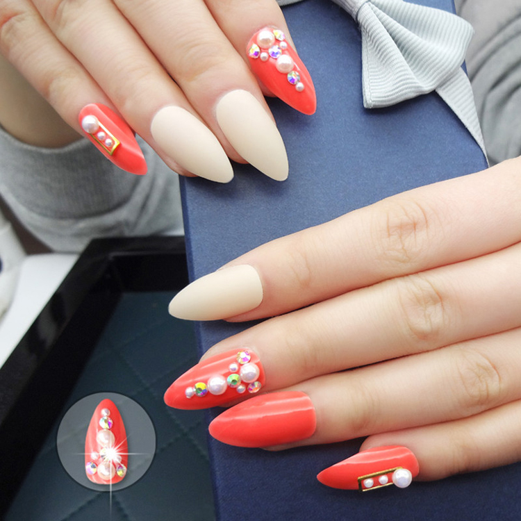Custom Hot Red False Nail Packaging Jewelry Artificial Fingernails For Women