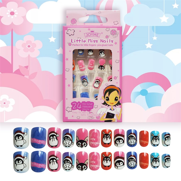 Artifical Nail High Quality Tips For Kid Plastic Square Cute Nail 24Pcs