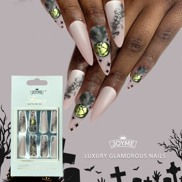 Newair 3D Effect Halloween Nail Long Stiletto Print Nail 24PCS
