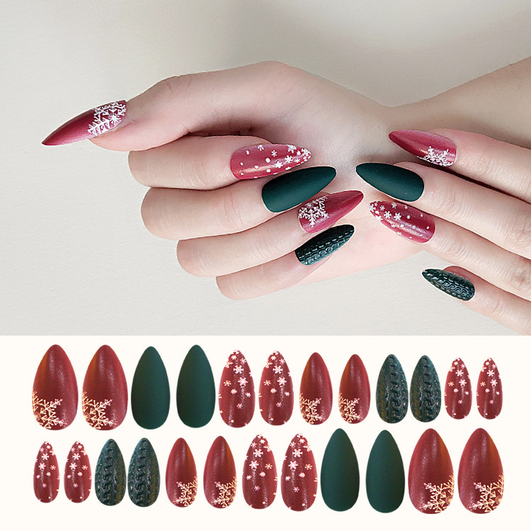 Newair 3D Effect christmas Nail Stiletto Print Nail 24PCS