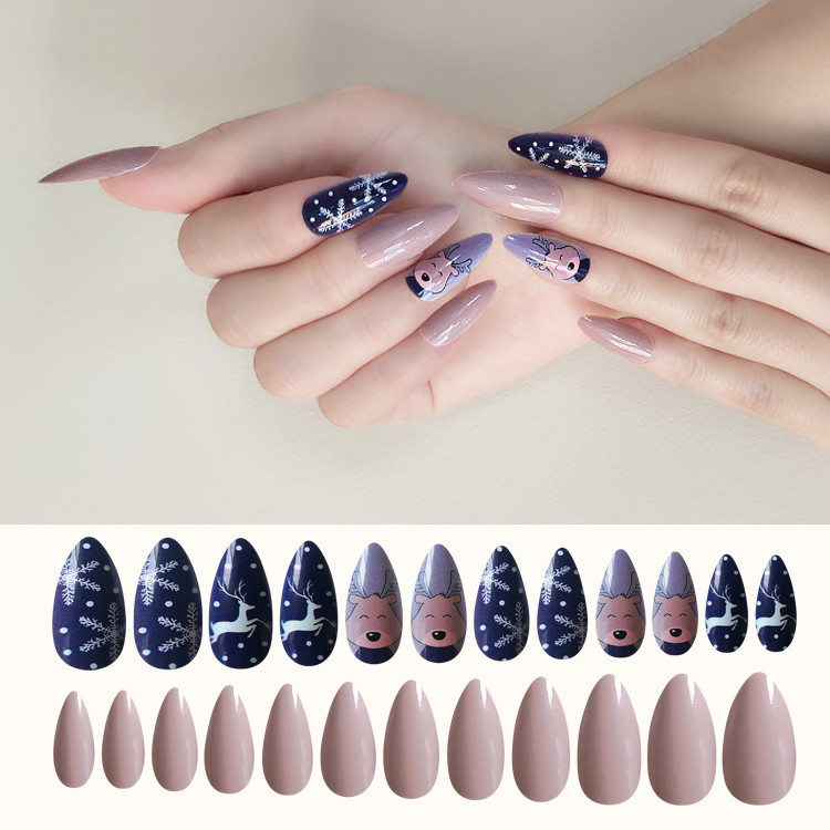 Newair Christmas Nail Tips Almond Shape 24Pcs