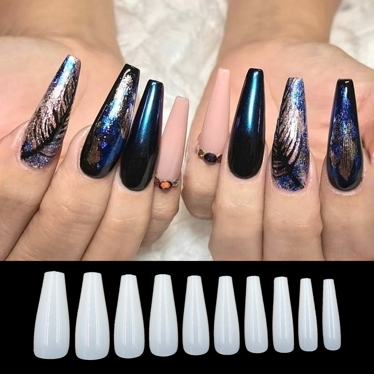 500Pcs Coffin Nail Tips Natural Color
