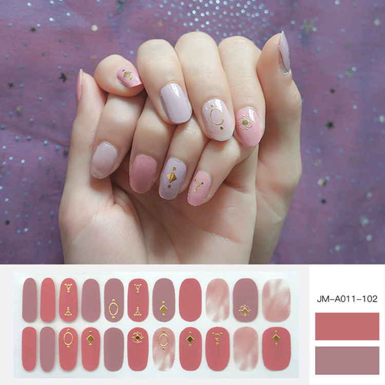 3D Metallic Pink Colour Nail Strip